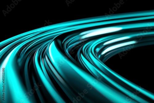 Abstract teal curves on black