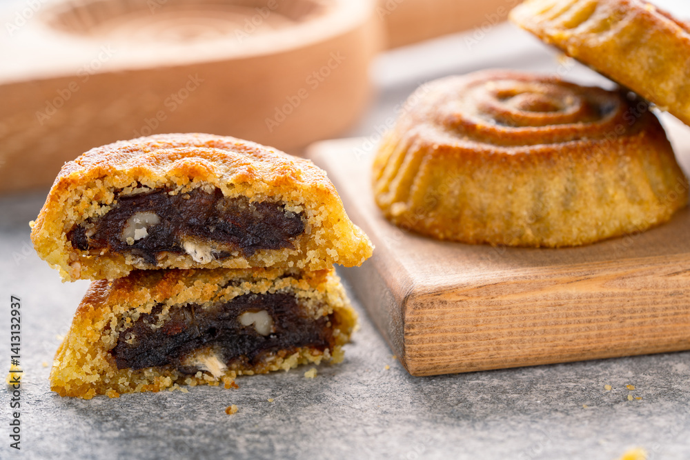 Turkish dessert mamul with date fruit