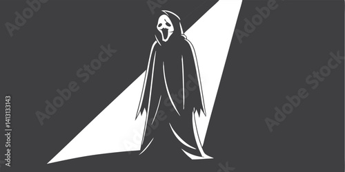 Ghost Vectors Word in Title, Scary Haunted Spirit Illustration for Halloween Design
