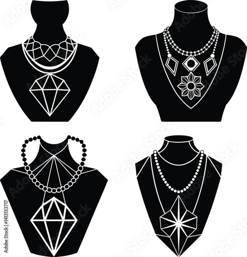 Oversized Jewelry silhouette vector