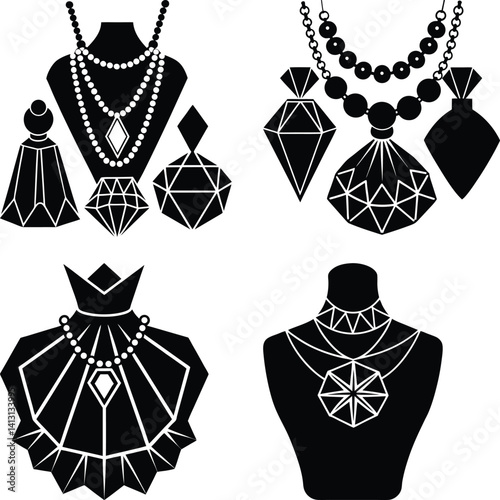 Oversized Jewelry silhouette vector