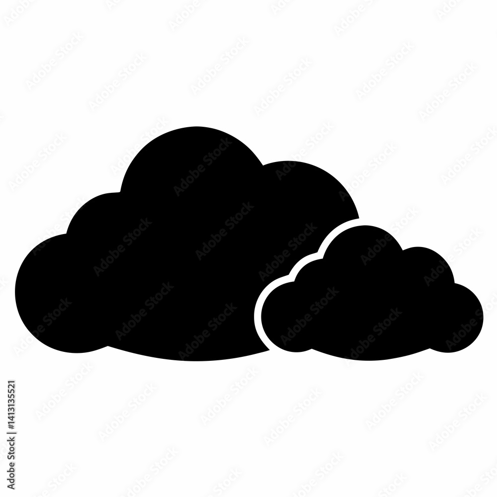 A pair of black silhouette clouds with white outlines