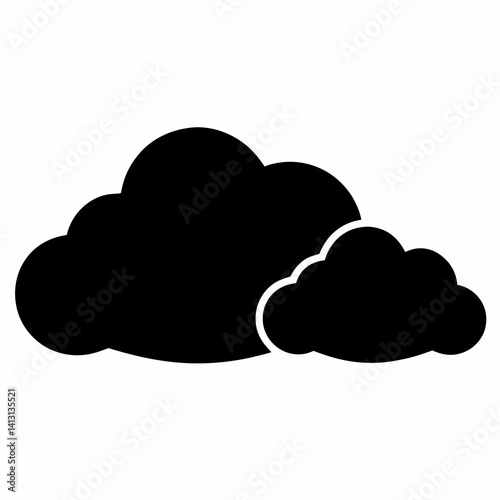 A pair of black silhouette clouds with white outlines