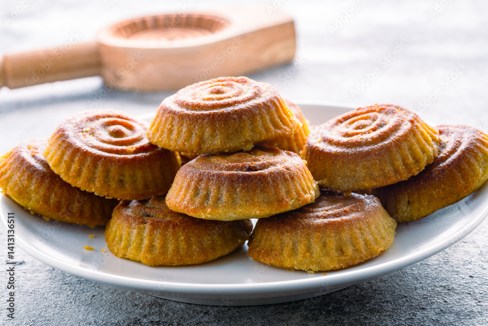 Turkish dessert mamul with date fruit