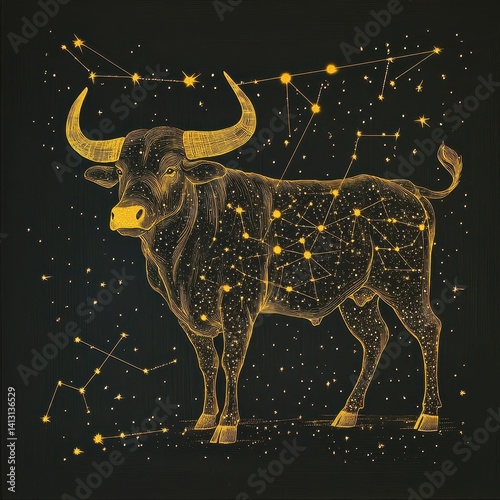 Bull silhouette, as a constellation 