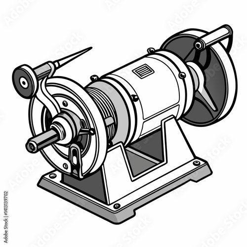 Vintage Grinding Machine Illustration Industrial Equipment Vector Graphic Design