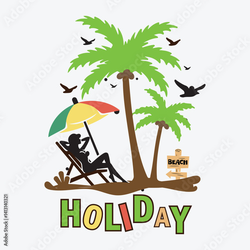 Summer Holiday Time Vector Design, T-shirt Design , EPS File