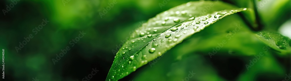 Dew-Kissed Leaf. Close-up of a water droplet-covered green leaf symbolizing freshness and vitality. Applications include nature photography, eco-campaigns, or wellness visuals.