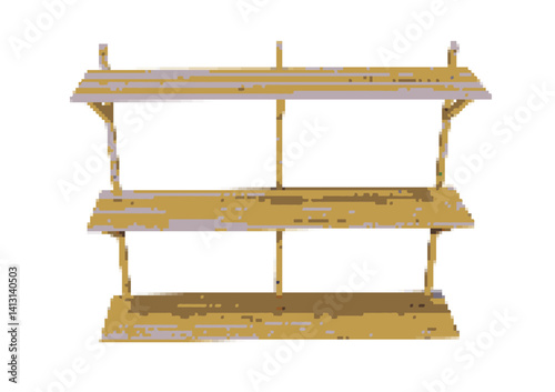 Wooden bookshelf pixel art