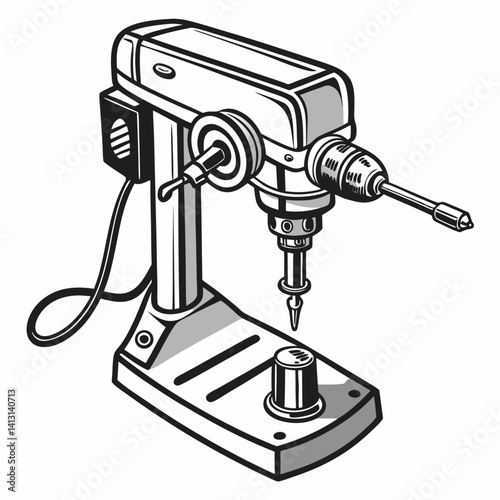 black and white drill press machine clip art preview