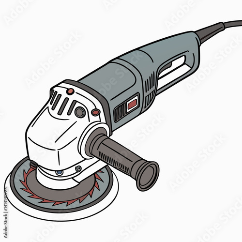 Handheld Electric Orbital Sander Illustration For Woodworking And Construction Industry