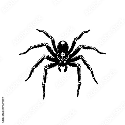 Black Spider Illustration on White Background  