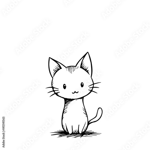 Cute cartoon cat illustration on a white background  