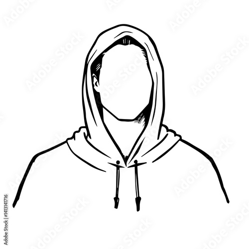 Anonymous person wearing a hoodie in a minimalist illustration  