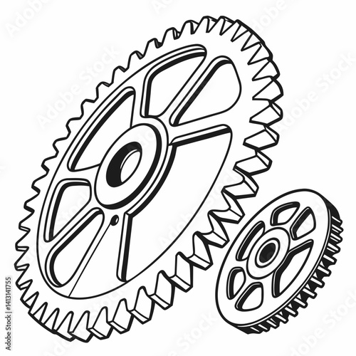 Two Interlocked Gears Symbolizing Mechanical Functionality And Precision Engineering Concepts