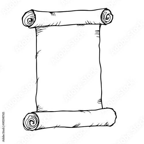 Blank Scroll Illustration with Rolled Ends  