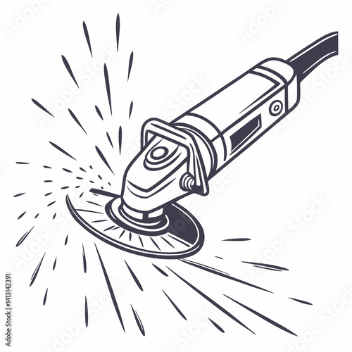 Angle Grinder In Action Sparks Flying Industrial Tool Illustration Vector