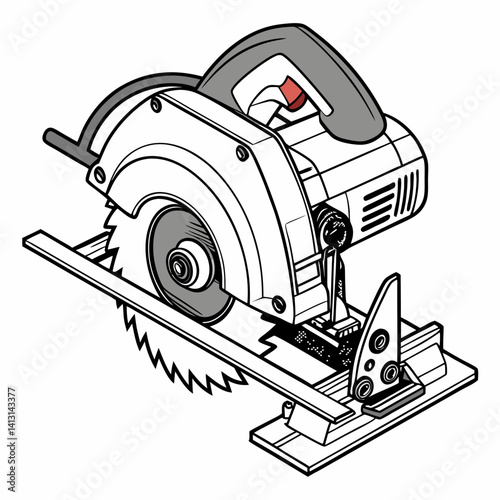 Vector Illustration Of A Circular Saw For Woodworking And Construction Tools