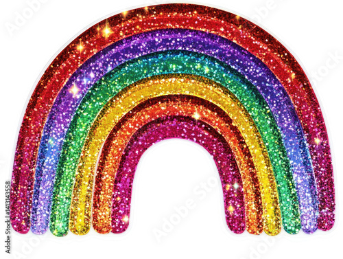rainbow sticker glitter and sequin effect