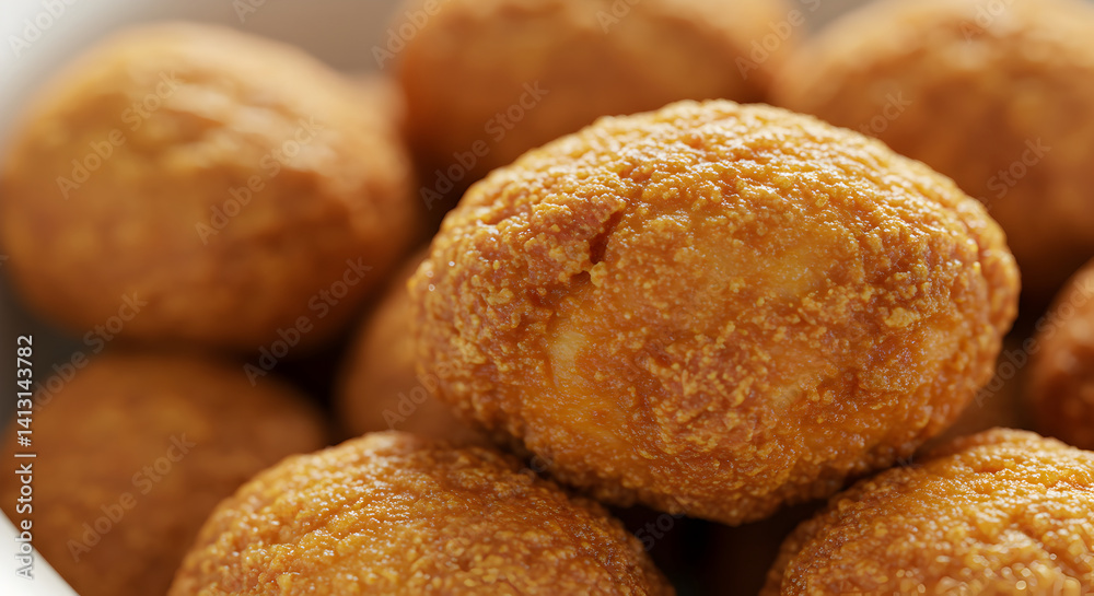 Close Up of Delicious Crispy Golden Fried Arancini Rice Balls Close Up of Delicious Crispy Golden Fried Arancini Rice Balls