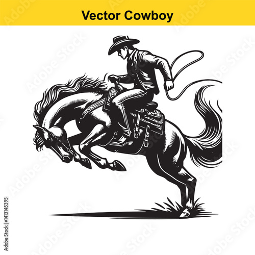 A cowboy baking horse	