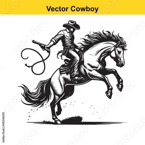 A cowboy baking horse	