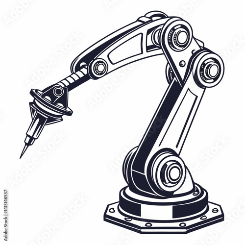 Robotic Arm Illustration Industrial Automation Technology Mechanical Assembly Machine Component System