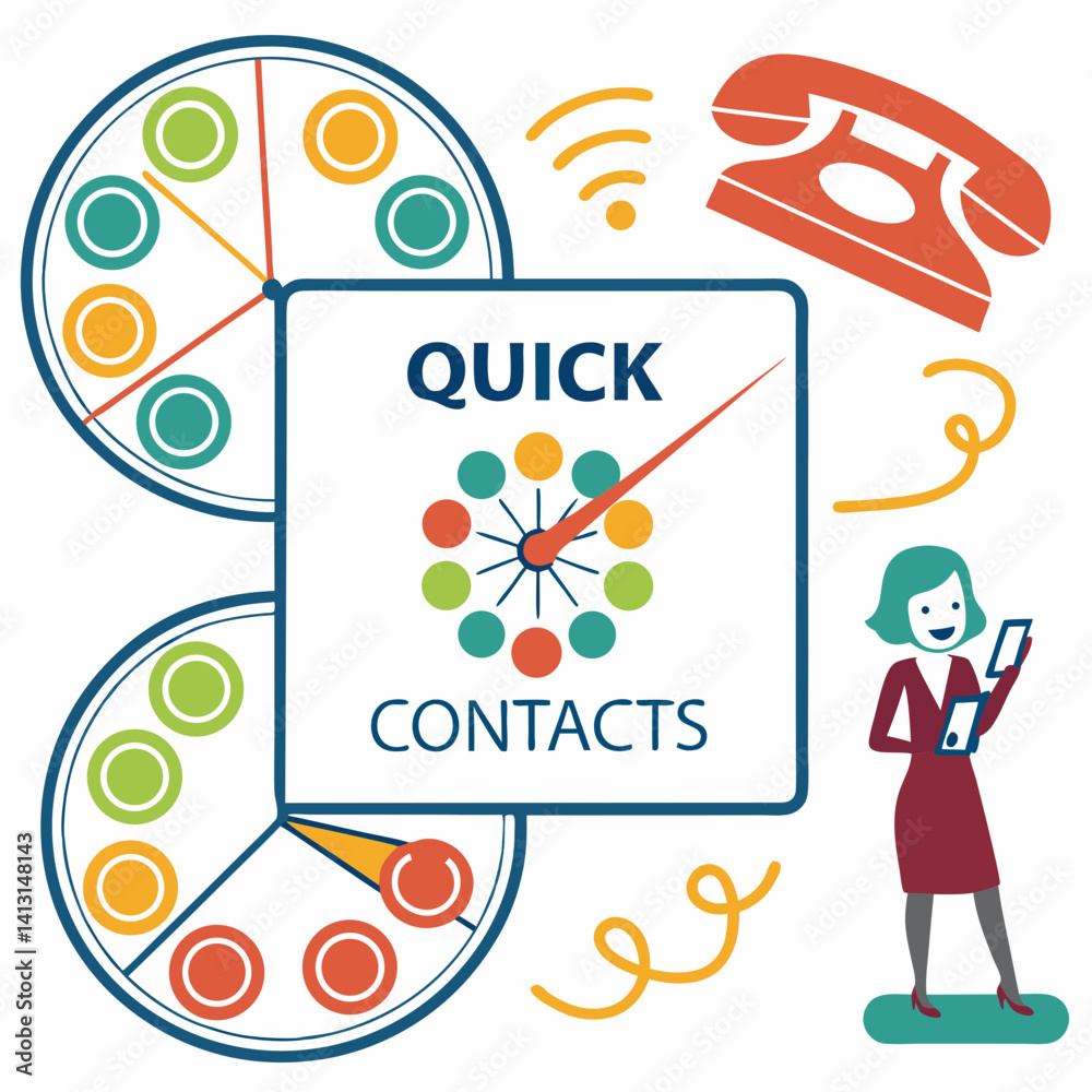 Fast Communication And Quick Contacts With Mobile Phone And Classic Phone Vector Fast Communication And Quick Contacts With Mobile Phone And Classic Phone Vector