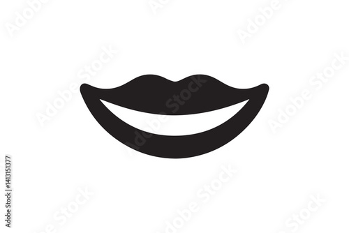 Smile lip vector silhouette isolated in white background