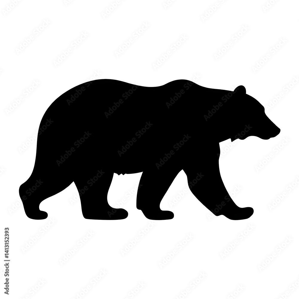 Fototapeta premium Bear silhouette walking on white background