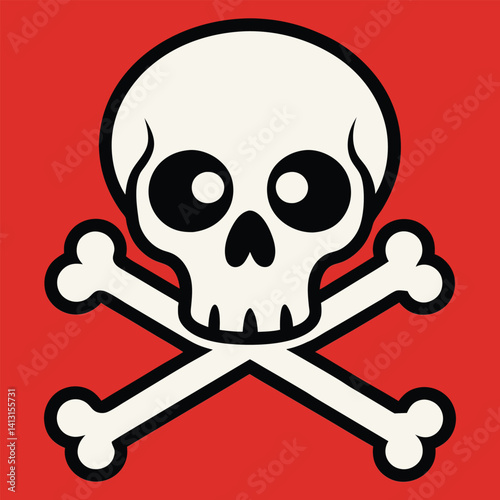 Skull and crossbones pirate flag, a vector symbol of death and danger