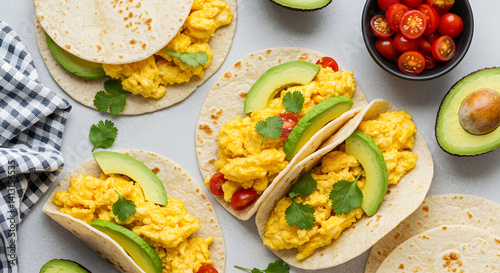 Savory Breakfast Tacos Featuring Scrambled Eggs And Fresh Avocado