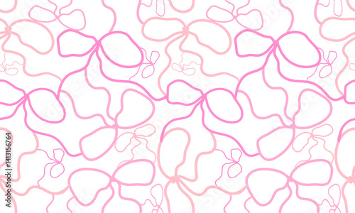 abstract pink bows pattern seamless vector design on white background modern fluid art for girly web textile wallpaper
