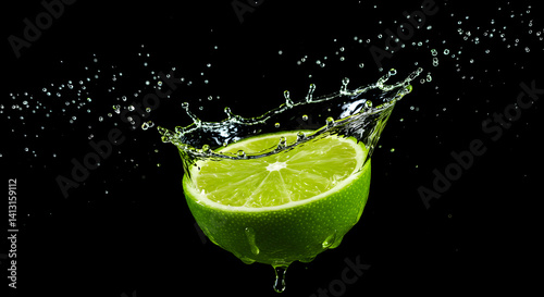 Refreshing Lime Slice Plunging Into Water Creates Dynamic Splash Effect