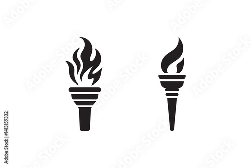 simple Torch and flame silhouette icon vector isolated in white background	