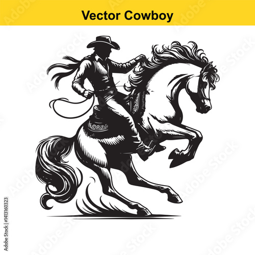 A cowboy baking horse	