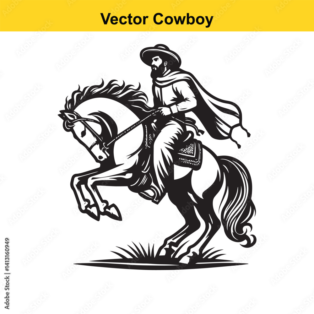 Fototapeta premium A cowboy baking horse 