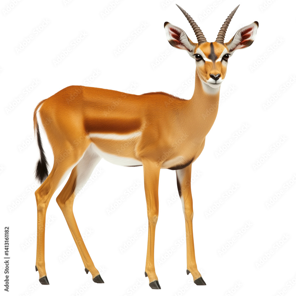 Detailed depiction of an antelope standing still isolated on white or transparent background, png. Easy to place on any other background Detailed depiction of an antelope standing still isolated on white or transparent background, png. Easy to place on any other background