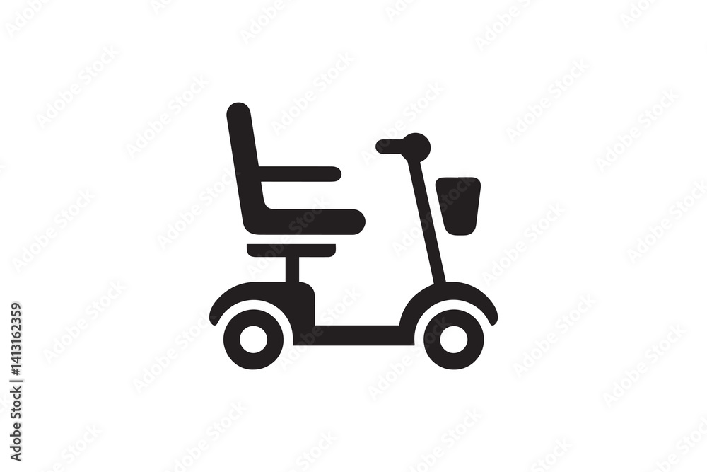 simple mobility scooter silhouette icon vector isolated in white background simple mobility scooter silhouette icon vector isolated in white background
