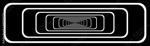 Spiral Rounded Rectangle Hypnotic Black And White Background.eps