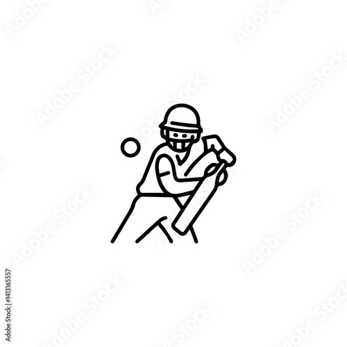 Cricketer icon flat vector design