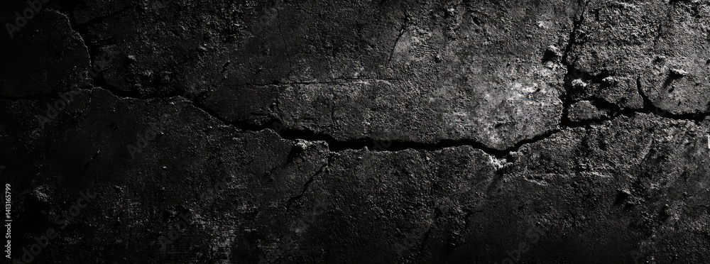 Obraz premium Detailed Monochrome Texture Featuring Deep Crack Lines and Rough Surface Design