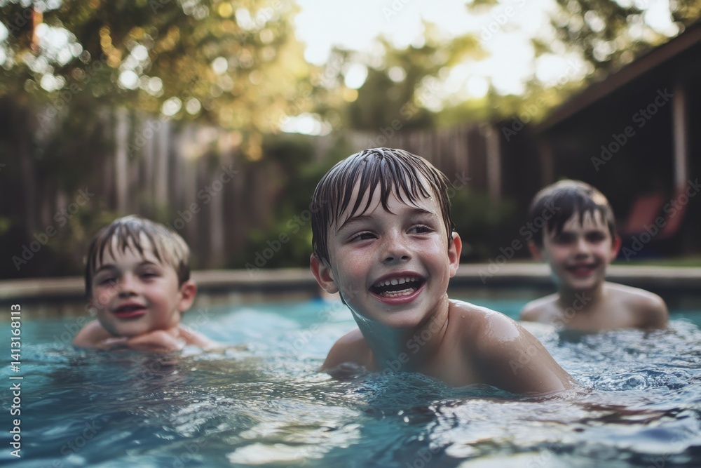 boys swimming in pool boys swimming in pool