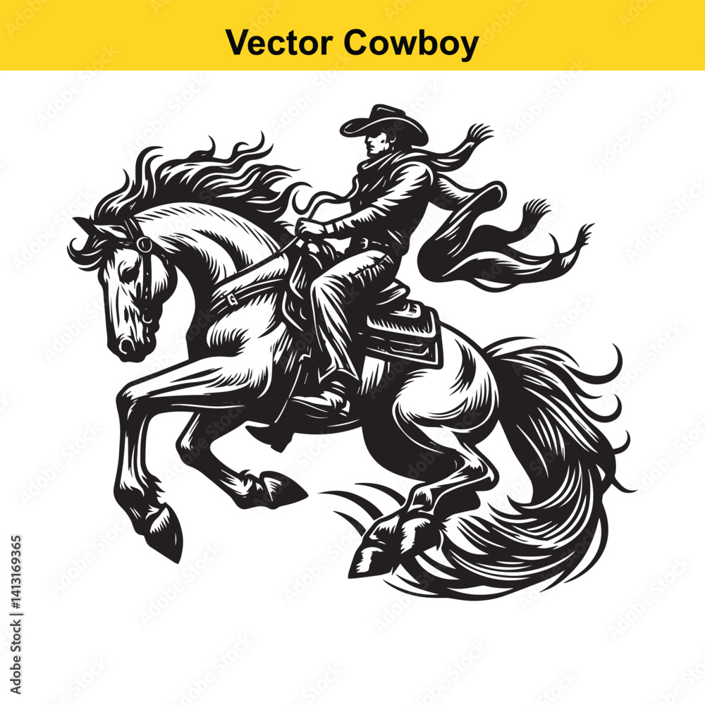 Obraz premium A cowboy baking horse