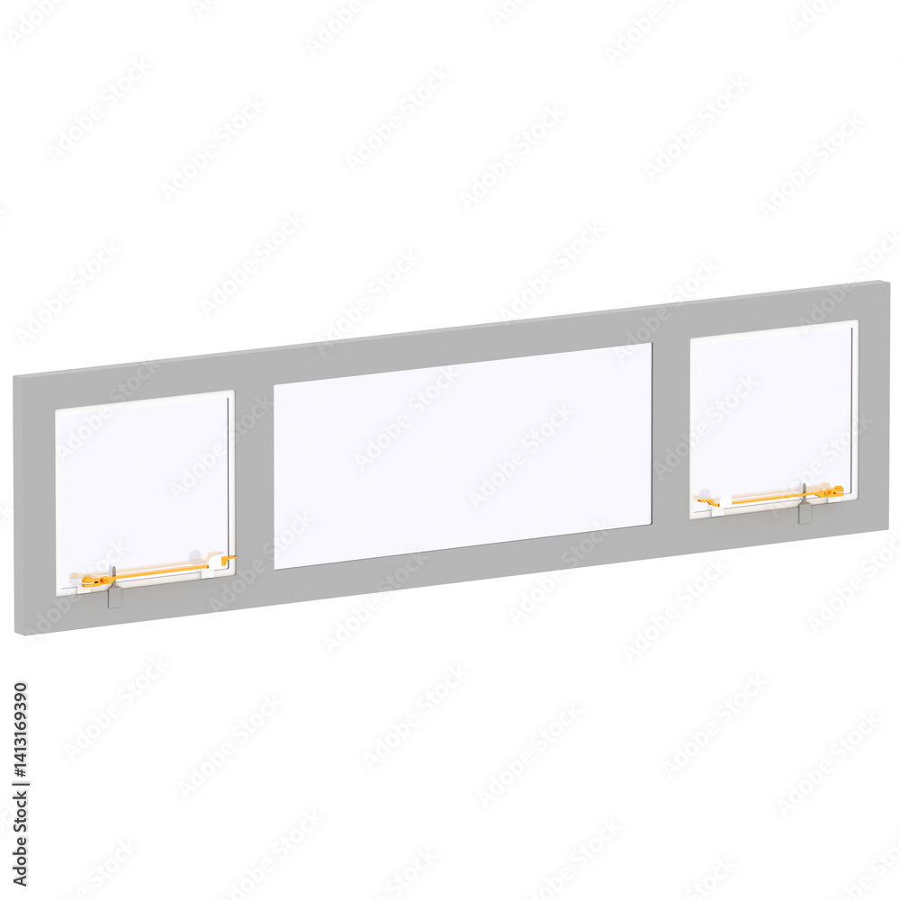3d render horizontal ventilation window frame with transparent background 3d render horizontal ventilation window frame with transparent background