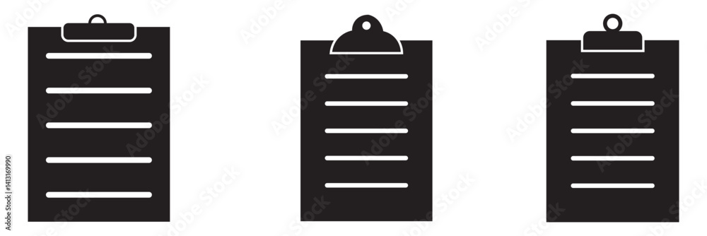 Set of checklist vector icons. Clipboard icon on white background. Set of checklist vector icons. Clipboard icon on white background.
