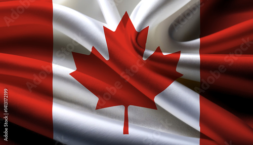 canada national flag on wavy background