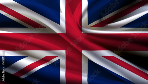 United Kingdom national flag on wavy background	
