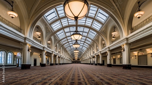 Grand hall with arched ceilings and ornate details