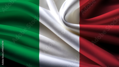 Italy national flag on wavy background